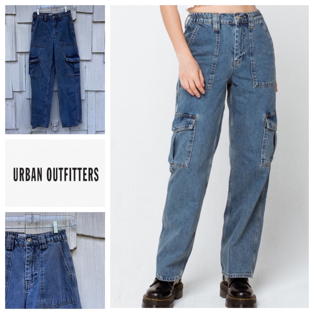BDG Urban Outfitters High Rise Elastic Skate Cargo Jeans Womens Size 6 L32‎